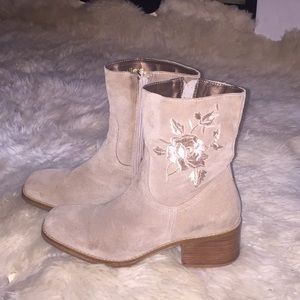 Candie’s Suede Embroidered Floral Detail Boots